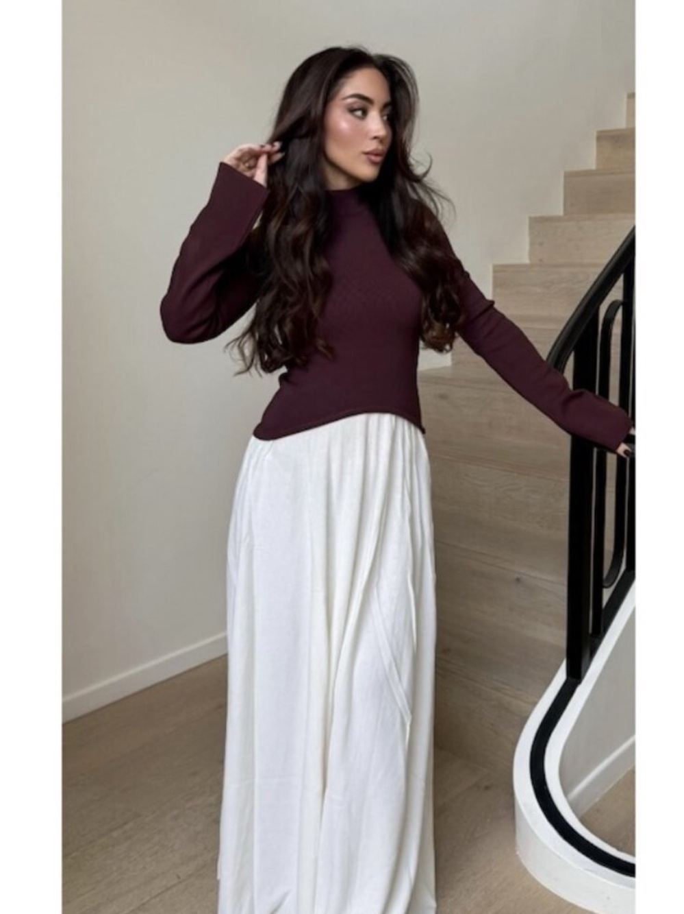 SOLID & STRIPED The Soglio Long Sleeve Maxi Swetter Dress in Raisin Brown